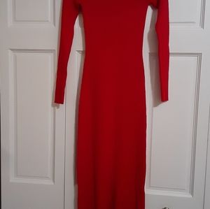 Long Red Sweater Dress, Size XS